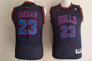 Chicago Bulls #23 Michael Jordan Black With Blue No. Stitched Youth NBA Jersey