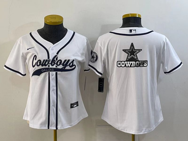 Women's Dallas Cowboys Blank White Stitched Baseball Cool Base Jersey