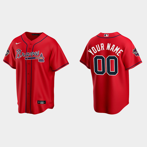 Men's Atlanta Braves Custom Red Flexbase 2021 MLB All-Star Jersey