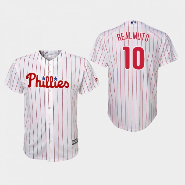 Youth Philadelphia Phillies #10 J.T. Realmuto White Majestic Home Cool Base MLB Jersey