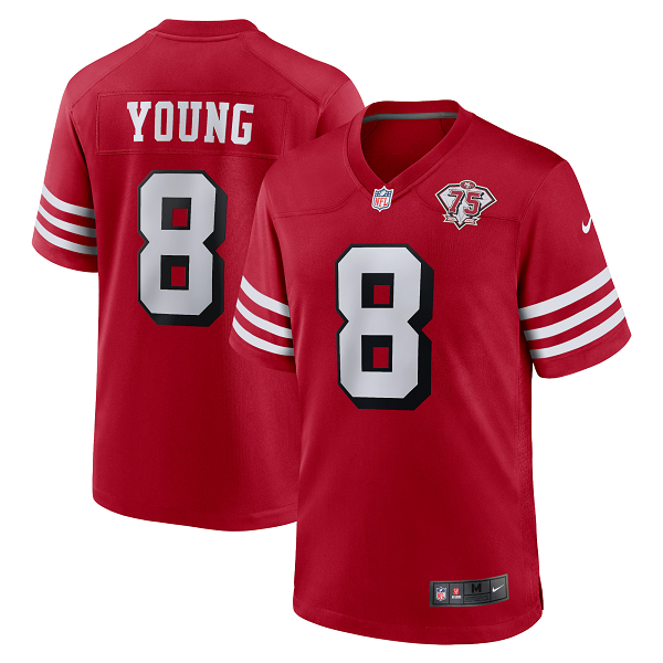 Men's San Francisco 49ers #8 Steve Young Nike Scarlet 75th Anniversary Alternate Retired Player Limited Jersey