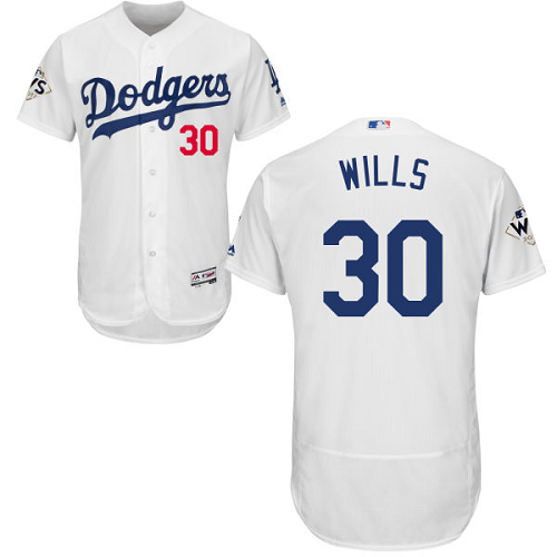 Los Angeles Dodgers #30 Maury Wills White Flexbase Collection 2017 World Series Bound Stitched MLB Jersey