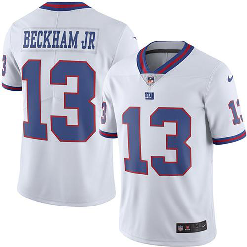 Nike New York Giants #13 Odell Beckham Jr White Youth Stitched NFL Limited New Color Rush Jersey