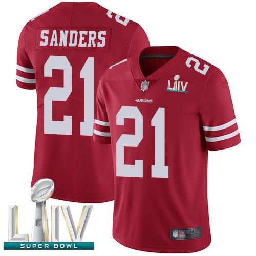 San Francisco 49ers #21 Deion Sanders Red Team Color Super Bowl LIV Bound Men's Stitched NFL Vapor Untouchable Limited Jersey