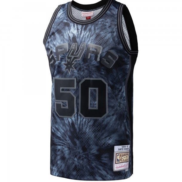 Men's San Antonio Spurs David Robinson Mitchell & Ness Black Hardwood Classics 1998/99 Tie-Dye Swingman Jersey