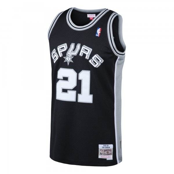 Men's San Antonio Spurs Tim Duncan Mitchell & Ness Black 1998/99 Hardwood Classics Swingman Jersey