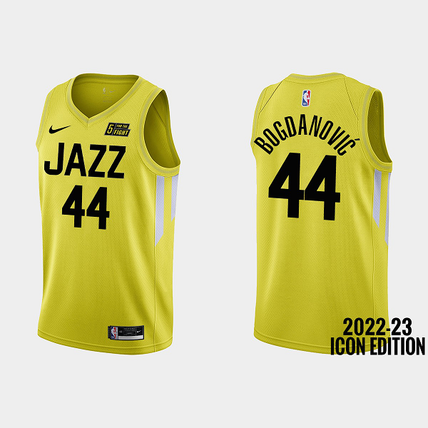 Men's Utah Jazz #44 Bojan Bogdanovic 2022-23 Icon Edition Yellow NBA Jersey