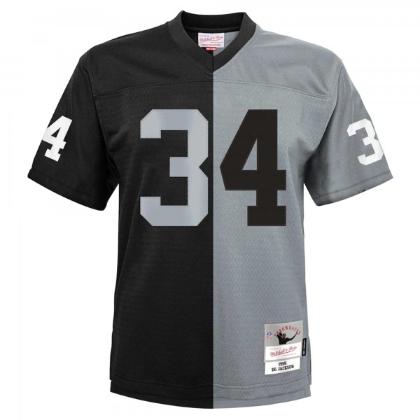 Youth Las Vegas Raiders Bo Jackson Mitchell & Ness Black/Silver Split Legacy Jersey