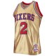 Men's Philadelphia 76ers Moses Malone Gold Mitchell & Ness 75th Anniversary 1982/83 Hardwood Classics Swingman Jersey