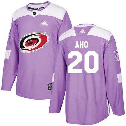 Adidas Carolina Hurricanes #20 Sebastian Aho Purple Fights Cancer Stitched NHL Jersey