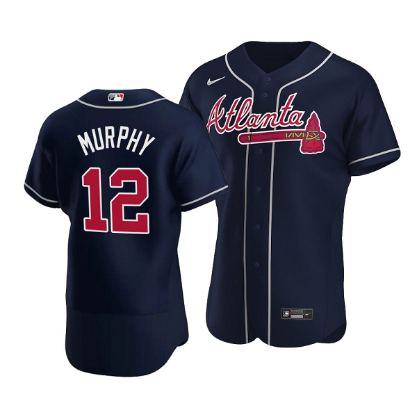 Men's Atlanta Braves #12 Sean Murphy Flex Base Nike Navy Alternate Jersey