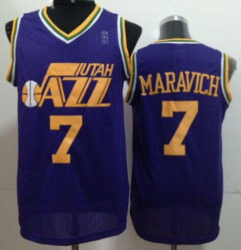 Men's Utah Jazz #7 Pete Maravich Purple Throwback Stitched NBA Jersey