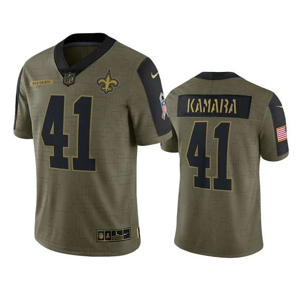 New Orleans Saints Alvin Kamara Olive 2021 Salute To Service Limited Men's NFL Jersey