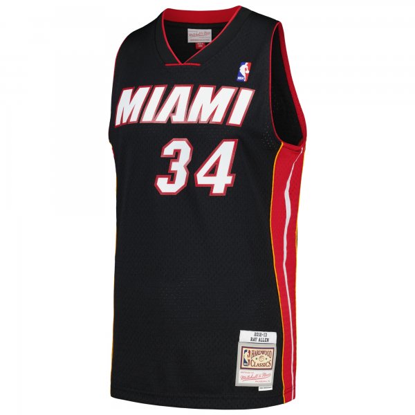 Men's Miami Heat Ray Allen Mitchell & Ness Black  2012/13 Hardwood Classics Swingman Jersey