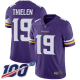 Minnesota Vikings #19 Adam Thielen Purple Team Color Men's Stitched NFL 100th Season Vapor Limited Jersey