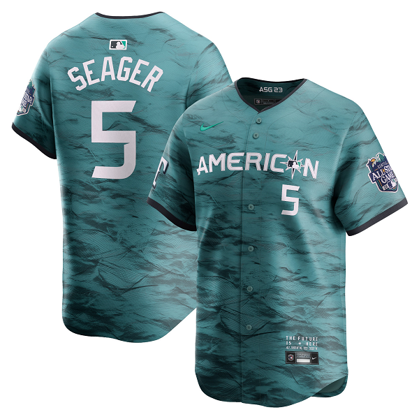 Men's American League #5 Corey Seager Nike Teal 2023 MLB All-Star Game Cool Base Jersey