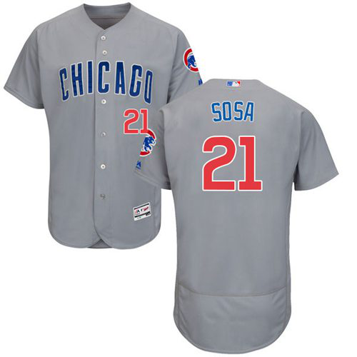 Chicago Cubs #21 Sammy Sosa Grey Flexbase Collection Road Stitched MLB Jersey