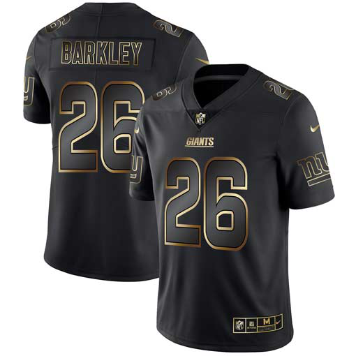 Men's Nike New York Giants #26 Saquon Barkley Black Gold Vapor Untouchable Limited NFL Jersey