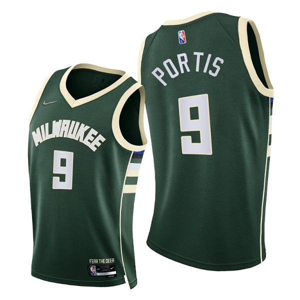 Men's Milwaukee Bucks #9 Bobby Portis 2021-22 Diamond 75th Season Green Icon Edition NBA Jersey