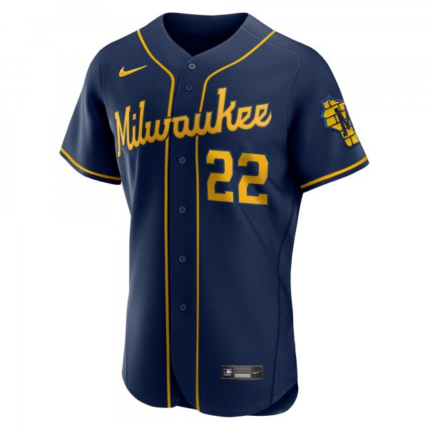 Men's Milwaukee Brewers Christian Yelich Nike Navy Alternate Player Jersey