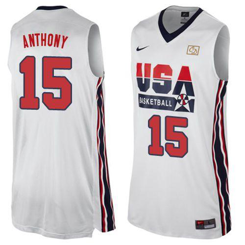 Nike Men's Men's Team USA #15 Carmelo Anthony White 2012 USA Basketball Retro Stitched NBA Jersey