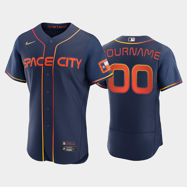 Men's Custom Houston Astros 2022 City Connect Navy MLB Jersey