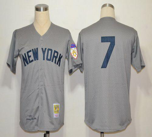 Mitchell And Ness 1951 New York Yankees #7 Mickey Mantle Grey Throwback Stitched MLB Jersey