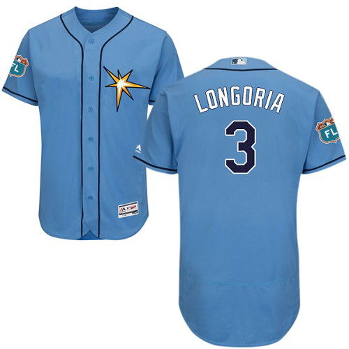 Tampa Bay Rays #3 Evan Longoria Light Blue Flexbase Collection Stitched MLB Jersey