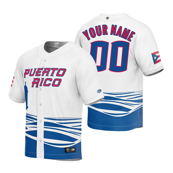 Puerto Rico Baseball Custom White 2023 World Baseball Classic Jersey