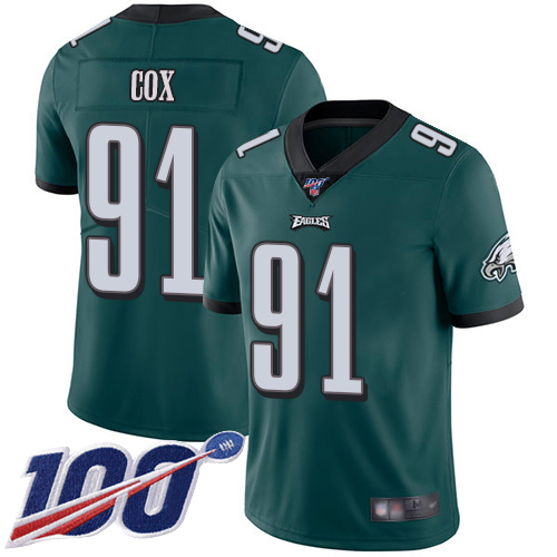 Philadelphia Eagles #91 Fletcher Cox Midnight Green Team Color Men's Stitched NFL 100th Season Vapor Limited Jersey