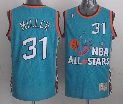 Men's Mitchell and NessIndiana Pacers #31 Reggie Miller Light Blue 1996 All Star Stitched NBA Jersey