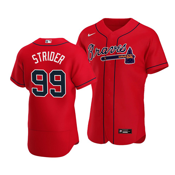 Men's Atlanta Braves #99 Spencer Strider Red Flex Base Alternate Jersey