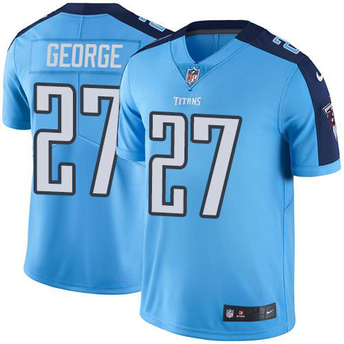 Men's Nike Tennessee Titans #27 Eddie George Light Blue Stitched NFL Limited Rush Jersey