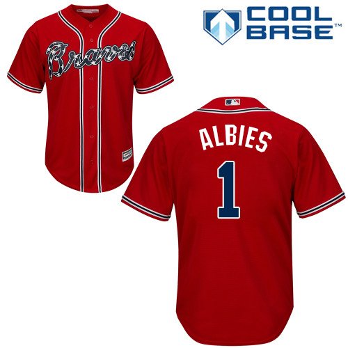 Atlanta Braves #1 Ozzie Albies Red Cool Base Stitched Youth MLB Jersey