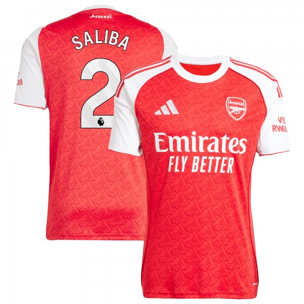 William Saliba Arsenal adidas 2025/26 Home Replica Player Jersey - Red