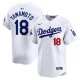 Men's #18 Los Angeles Dodgers Yoshinobu Yamamoto Nike White 2024 World Series Champions Home Limited Player Jersey