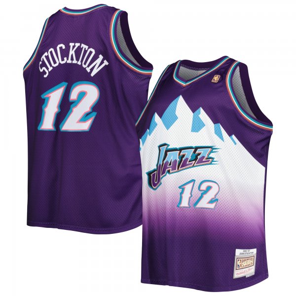 Men's Utah Jazz John Stockton Mitchell & Ness Purple Big & Tall Hardwood Classics 1996/97 Swingman Jersey