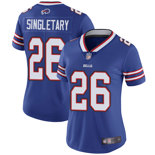 Women's Buffalo Bills #26 Devin Singletary Royal Blue Team ColorStitched NFL Vapor Untouchable Limited Jersey