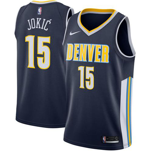 Men's Nike Denver Nuggets #15 Nikola Jokic Navy Stitched Swingman NBA Jersey