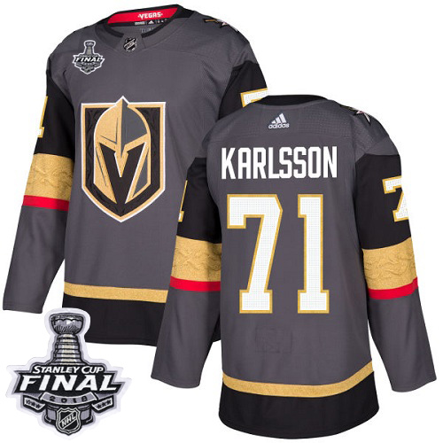 Adidas Golden Knights #71 William Karlsson Grey Home 2018 Stanley Cup Final Stitched Youth NHL Jersey