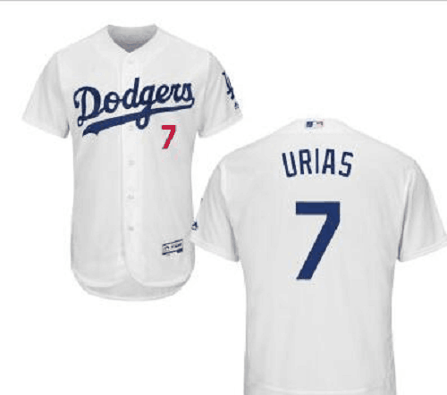 Los Angeles Dodgers #7 Julio Urias White Home Cool Base Majestic MLB Men's Jersey