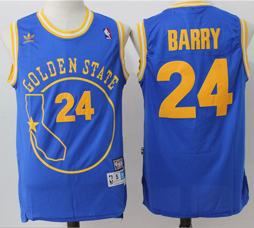 Men's Golden State Warriors #24 Rick Barry Blue Throwback Golden State Stitched NBA Jersey