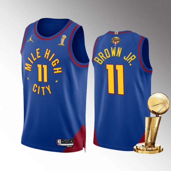 Men's Denver Nuggets Bruce Brown Jr. 2023 NBA Finals Champions Blue #11 Statement Jersey