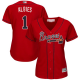 Atlanta Braves #1 Ozzie Albies Red Alternate Women's Stitched MLB Jersey