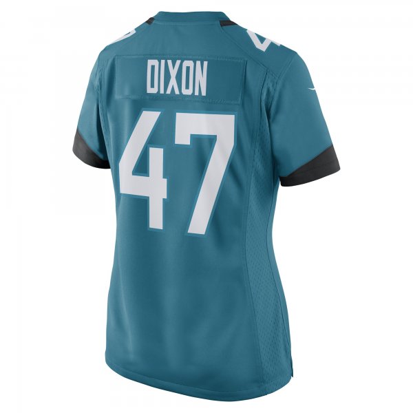 Women's De'Shaan Dixon Jacksonville Jaguars Nike Teal Game Player Jersey