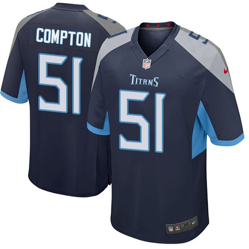 Men's Nike Tennessee Titans #51 Will Compton Navy Blue Game NFL Home Tennessee Titans Jersey