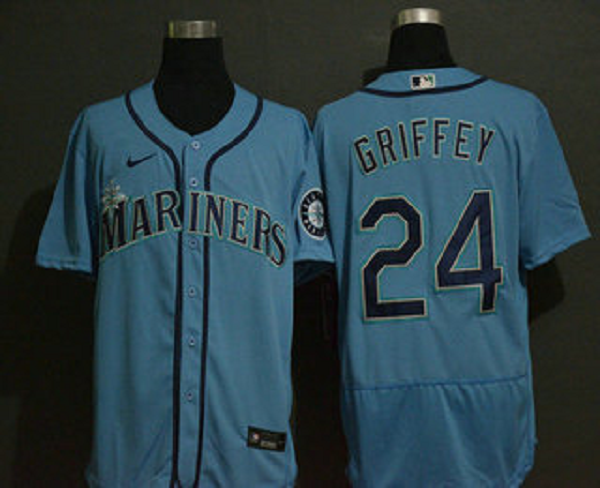 Men's Seattle Mariners #24 Ken Griffey Jr. Blue Stitched MLB Flex Base Nike Jersey