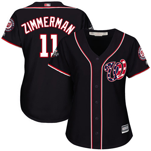 Women's Washington Nationals #11 Ryan Zimmerman Navy Blue Alternate 2019 World Series BoundStitched MLB Jersey