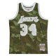 Men's Los Angeles Lakers Shaquille O'Neal Mitchell & Ness Camo Hardwood Classics 1996/97 Ghost Green Swingman Jersey