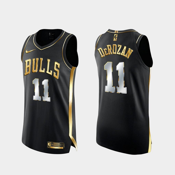 Chicago Bulls #11 DeMar DeRozan Golden Edition Black NBA Jersey